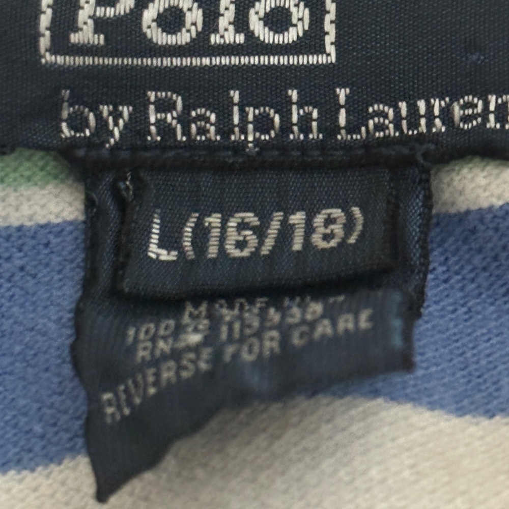 Polo by Ralph Lauren Boys’ Striped Polo Shirt L (16/18) Blue Green White - Picture 4 of 5